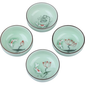 Set of 4 Pcs Chinese Tea Cup, Teacup, Small Tea Cups