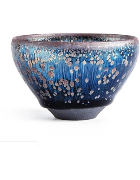 75ml Jianzhan Blue Star Cup Natural Glaze China Song Dynasty Craft Ceramic Tea Bowl