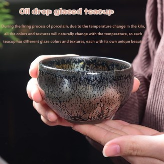 Tea Cups,Chinese Tea Cup, Chinese Retro Oil Drop Glaze Pattern Tea Cups, Handmade Kung Fu Master Cup Tea Cup Bowl, 6 Different Interior Options (Color:Lotus,Size:150ml) (Color : Auspicious Dragon, S