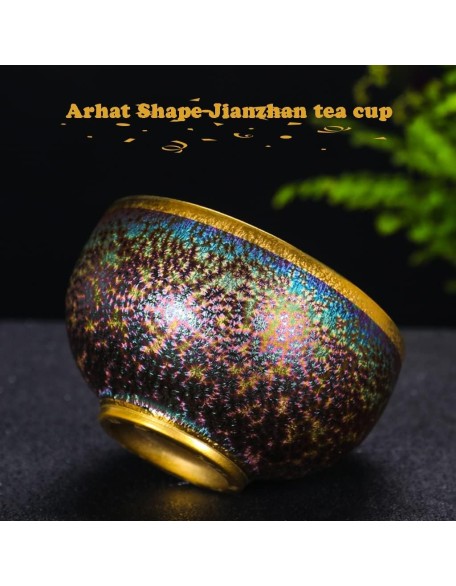 Traditional glazed pottery teacups, Chinese-style Classical Multicolored Gilt Kiln Teacup, Tasting Tea Bowl, 8 Interior Styles To Choose From (Color:G,Size:Hat Shape-70ml) ( Color : B , Size : Arhat S