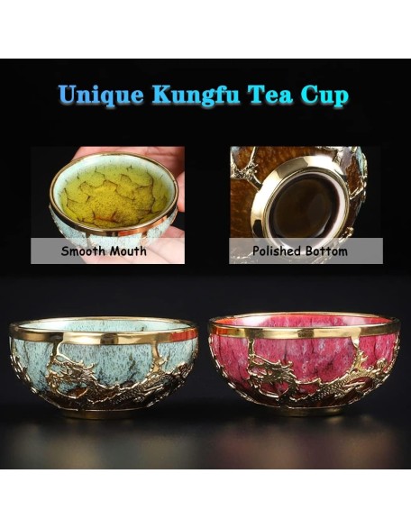 Traditional glazed pottery teacups, Tea Cup Tea Bowl Kiln Change Inlaid Gold Jianzhan Teacup, Handmade Ceramic 2.1oz Master Cup, Tenmoku Glaze Teaware(Color:Green,Size:2.1 oz) ( Color : Pink , Size :