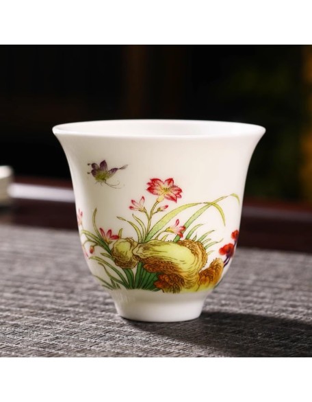 50ml Jingdezhen Ceramic Tea Cup Handmade Kung Fu Tea Set Enamel Color Tea Cup